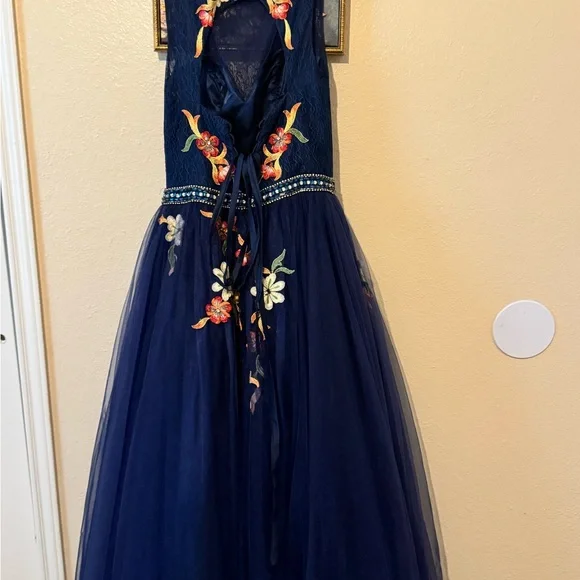 PROM ✨Rachel Allan Blue Halter Sleeveless Gown for Prom - Picture 9 of 14